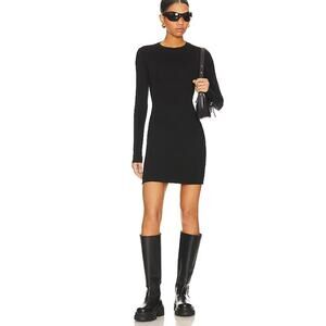 AFRM Catalina Dress Sz L Black Long Sleeve Bodycon Knit LBD Going Out Goth